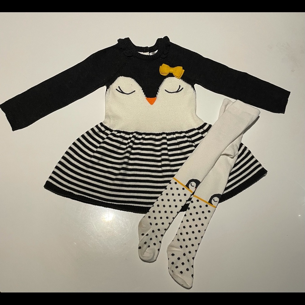 PENGUIN SWEATER DRESS & TIGHTS